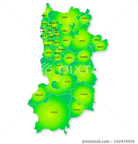 Map of Nara Prefecture and its municipalities Map of Nara Prefecture and its municipalities 142474456