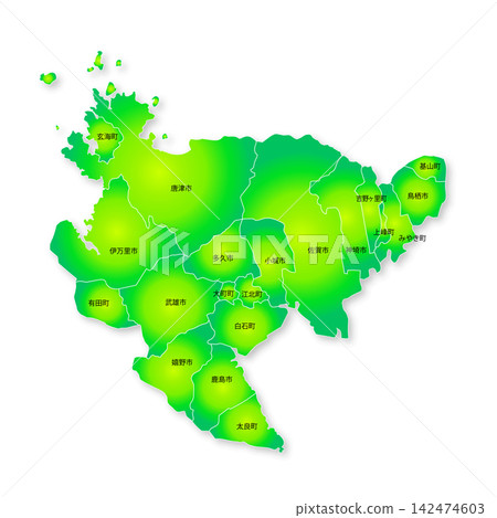 Map of Saga Prefecture and its municipalities Map of Saga Prefecture and its municipalities 142474603