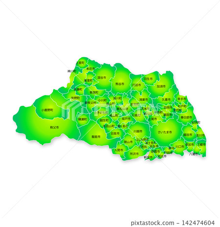 Map of Saitama Prefecture and its municipalities Map of Saitama Prefecture and its municipalities 142474604