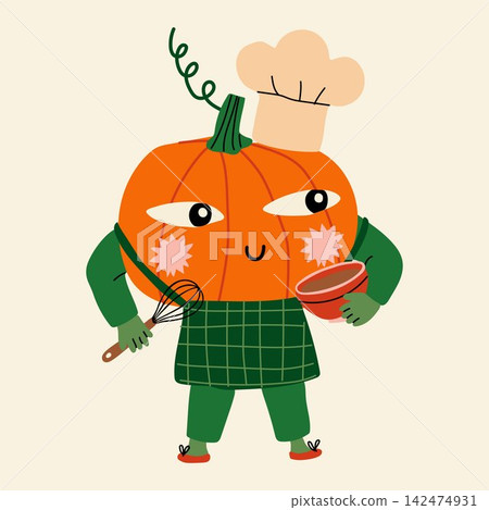 Cute Pumpkin Chef Cartoon Character Cute Pumpkin Chef Cartoon Character 142474931
