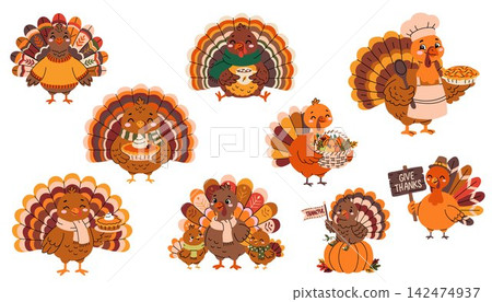 Cute Thanksgiving Turkey Character Collection Cute Thanksgiving Turkey Character Collection 142474937