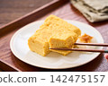 Japanese-style egg dish: Rolled omelet with dashi broth, served with grated daikon radish. Japanese-style egg dish: Rolled omelet with dashi broth, served with grated daikon radish. 142475157