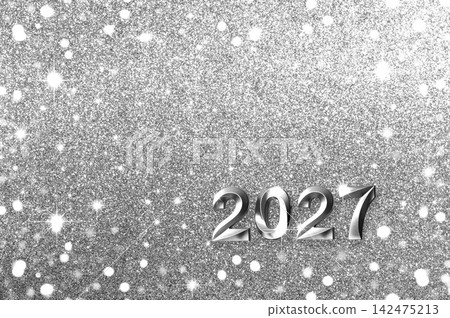 Silver glitter background with 2027 New Year numbers for festive celebration and party design 142475213