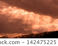 Angel's Ladder in the Winter Evening Sky 142475225