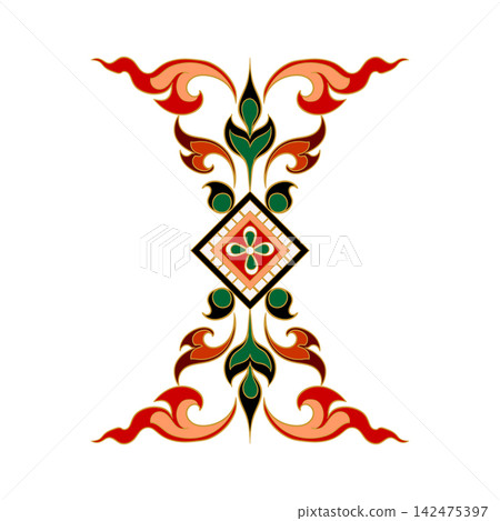 Traditional Thai Kanok Border Ornament Traditional Thai Kanok Border Ornament 142475397