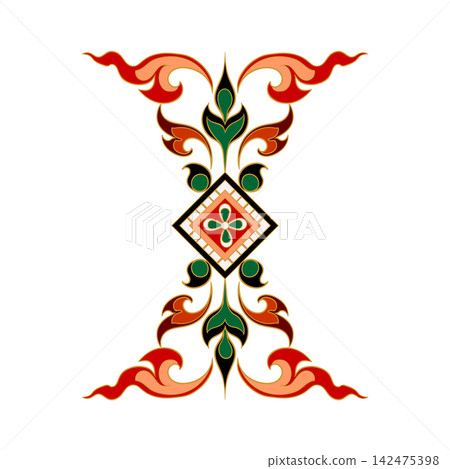 Traditional Thai Kanok Border Ornament Traditional Thai Kanok Border Ornament 142475398