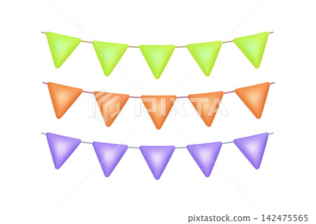 3D Pastel Pennant Garland Collection 142475565