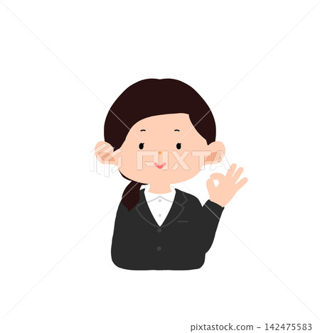 穿著西裝的女人打出「OK」手勢 142475583