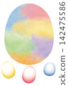 Dreamy watercolor rendering of Easter eggs and geometric egg patterns 142475586