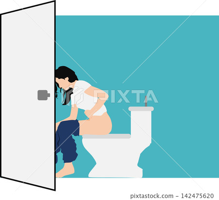Illustration of a woman going to the toilet Illustration of a woman going to the toilet 142475620