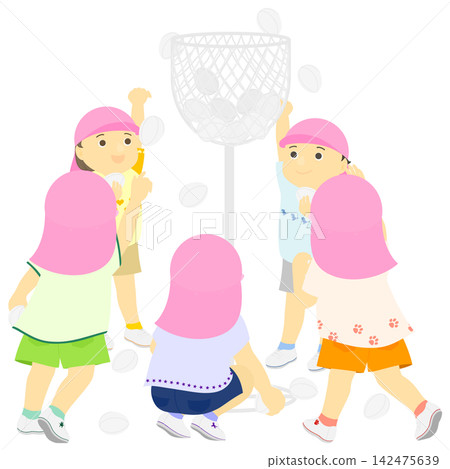 Illustration of children playing ball toss at a school sports day. Illustration of children playing ball toss at a school sports day. 142475639