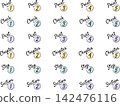 Cute cursive font and speech bubble number icon set for adults - light blue, yellow, gray 142476116