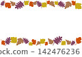 Autumn-themed frame material featuring fallen leaves 142476236