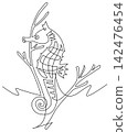 One-stroke drawing - Seahorse One-stroke drawing - Seahorse 142476454
