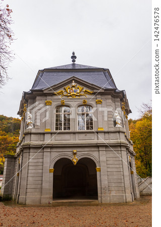 The historic baroque Rococo Pavillon Losthaus (or Lusthaus) in a public park of Echternach, Luxembourg 142476578