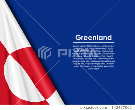 Greenland waving national flag background and placeholder text. Vector illustration. Greenland waving national flag background and placeholder text. Vector illustration. 142477063