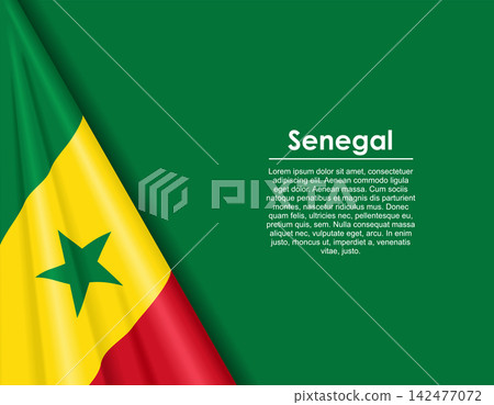 Senegalese waving national flag background and placeholder text. Vector illustration. 142477072