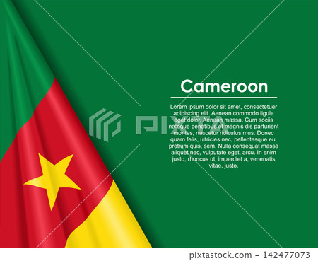 Cameroon waving national flag background and placeholder text. Vector illustration. Cameroon waving national flag background and placeholder text. Vector illustration. 142477073