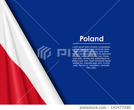 Polish waving national flag background and placeholder text. Vector illustration. Polish waving national flag background and placeholder text. Vector illustration. 142477080