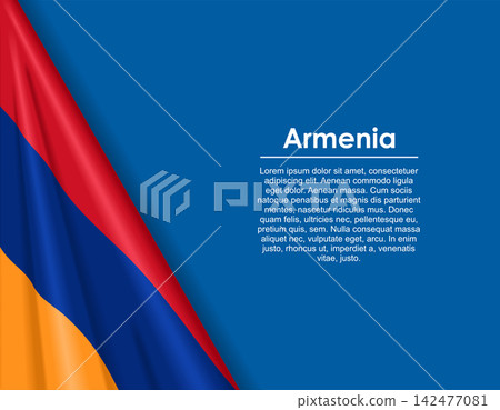 Armenian waving national flag background and placeholder text. Vector illustration. Armenian waving national flag background and placeholder text. Vector illustration. 142477081