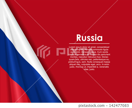 Russian waving national flag background and placeholder text. Vector illustration. 142477083