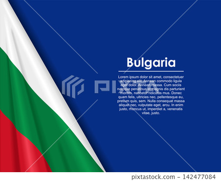 Bulgarian waving national flag background and placeholder text. Vector illustration. Bulgarian waving national flag background and placeholder text. Vector illustration. 142477084