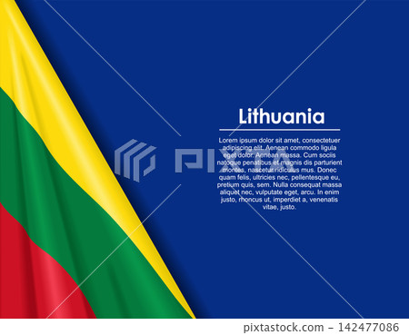 Lithuanian waving national flag background and placeholder text. Vector illustration. Lithuanian waving national flag background and placeholder text. Vector illustration. 142477086