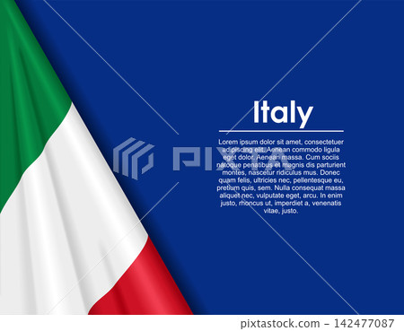 Italian waving national flag background and placeholder text. Vector illustration. Italian waving national flag background and placeholder text. Vector illustration. 142477087