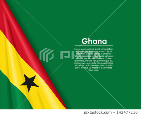 Ghanaian waving national flag background and placeholder text. Vector illustration. 142477116