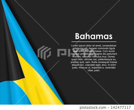 Bahamian waving national flag background and placeholder text. Vector illustration. Bahamian waving national flag background and placeholder text. Vector illustration. 142477117