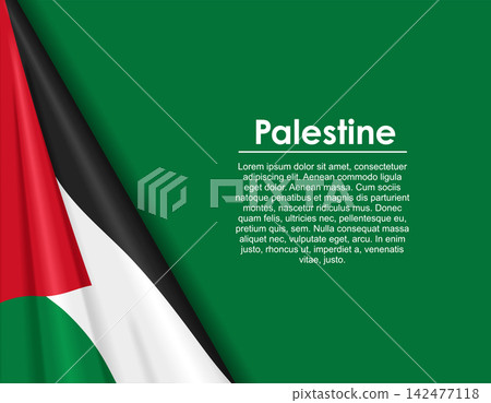 Palestinian waving national flag background and placeholder text. Vector illustration. Palestinian waving national flag background and placeholder text. Vector illustration. 142477118