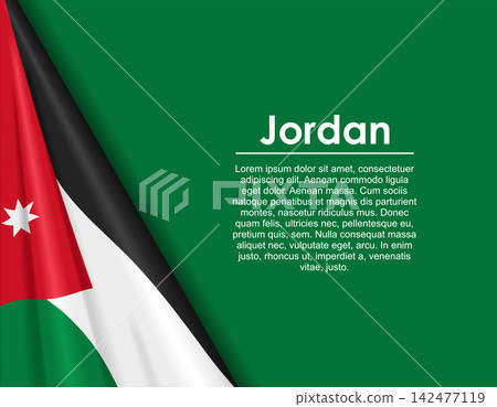 Jordanian waving national flag background and placeholder text. Vector illustration. Jordanian waving national flag background and placeholder text. Vector illustration. 142477119