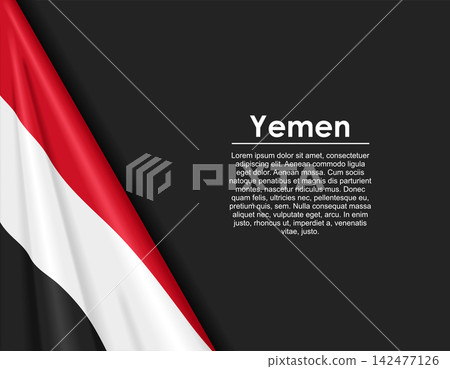 Yemeni waving national flag background and placeholder text. Vector illustration. Yemeni waving national flag background and placeholder text. Vector illustration. 142477126