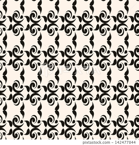 Monochrome abstract scroll and swirl seamless vector pattern. Ideal for luxury wallpaper, fabric, wrapping paper, packaging, and home decor print. Monochrome abstract scroll and swirl seamless vector pattern. Ideal for luxury wallpaper, fabric, wrapping paper, packaging, and home decor print. 142477844