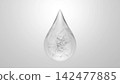 3DCG of a transparent water droplet containing spicule microneedle cosmetic needles in a laboratory research experiment. 142477885