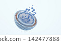 3DCG skincare image showing serum molecules diffusing from cross-sections of liposomes and exosomes. 142477888