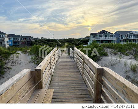 Walkway from Beach in Corolla North Carolina During Sunset Walkway from Beach in Corolla North Carolina During Sunset 142478111