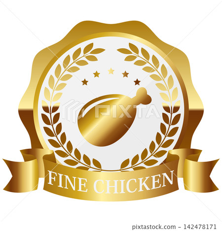 A luxurious chicken emblem in white and gold. A luxurious chicken emblem in white and gold. 142478171