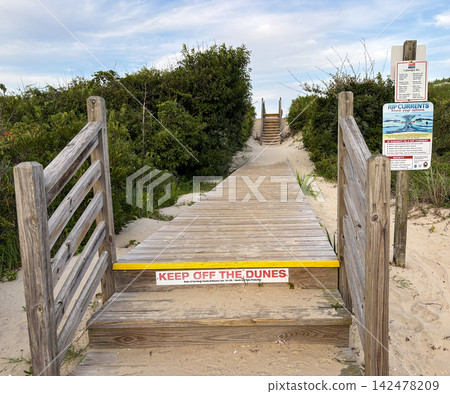 Wooden Walkway Leading to Beach in Corolla North Carolina Wooden Walkway Leading to Beach in Corolla North Carolina 142478209