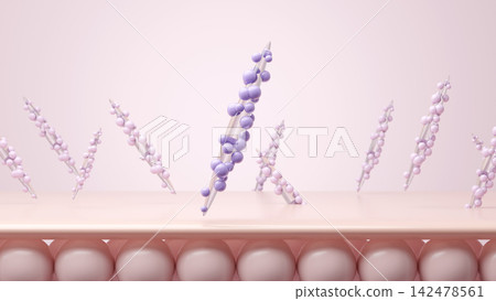3DCG illustrating the mechanism by which spiculeseal serum penetrates and is absorbed into the stratum corneum of the skin. 3DCG illustrating the mechanism by which spiculeseal serum penetrates and is absorbed into the stratum corneum of the skin. 142478561