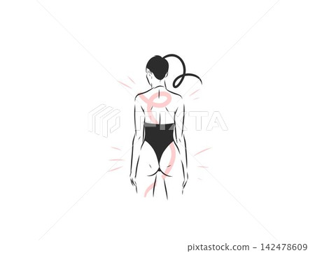 Woman Back View Body Line Art, Body Positivity and Self Love, Female Beauty, Vulnerability, Self Acceptance, Mental Wellness and Emotional Wellbeing Vector Illustration Woman Back View Body Line Art, Body Positivity and Self Love, Female Beauty, Vulnerability, Self Acceptance, Mental Wellness and Emotional Wellbeing Vector Illustration 142478609