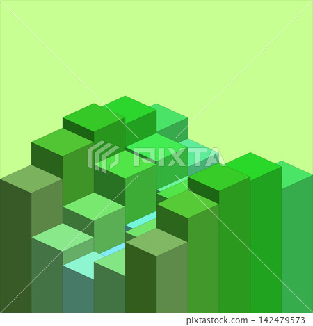 Abstract isometric 3D composition of green cubes and rectangles on a background. EPS 10 142479573