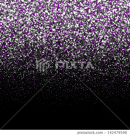 Abstract festive background with a gradient scatter of white and purple glitter on a deep black background. EPS 10 Abstract festive background with a gradient scatter of white and purple glitter on a deep black background. EPS 10 142479598
