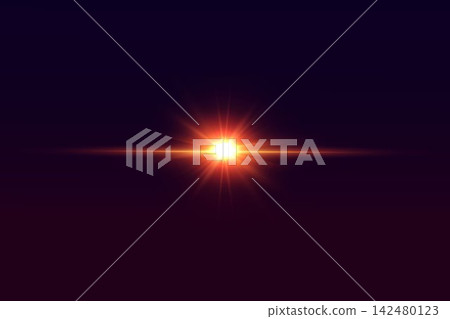 Radiant starburst flare creating a horizontal light streak on dark background Radiant starburst flare creating a horizontal light streak on dark background 142480123