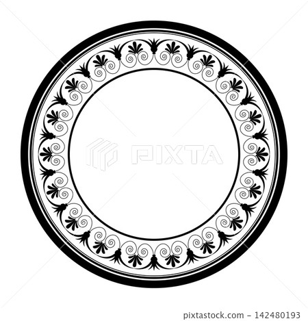Round frame with floral ornament. Decorative element for design. Vintage border frame deco. Retro design element. Vector illustration Round frame with floral ornament. Decorative element for design. Vintage border frame deco. Retro design element. Vector illustration 142480193