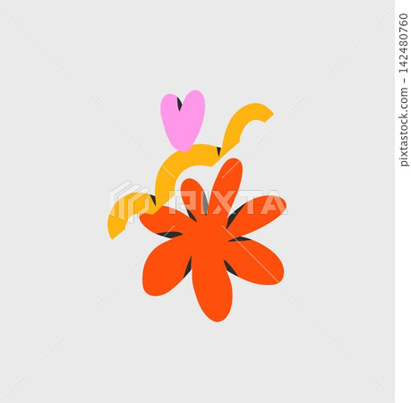 Abstract Colorful Flower Vector, Modern Floral Botanical Illustration, Trendy Organic Shapes, Bright Minimalist Contemporary Nature Design Abstract Colorful Flower Vector, Modern Floral Botanical Illustration, Trendy Organic Shapes, Bright Minimalist Contemporary Nature Design 142480760