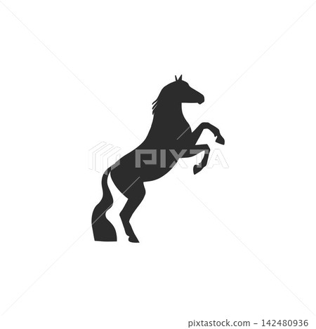 Rearing Horse Silhouette, Black Stallion Vector, Hand Drawn Equestrian Animal, Western Ranch Rodeo Logo and Vintage Horse Design Rearing Horse Silhouette, Black Stallion Vector, Hand Drawn Equestrian Animal, Western Ranch Rodeo Logo and Vintage Horse Design 142480936