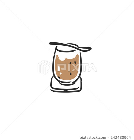 Coffee Cup with Spoon Vector Illustration, Hand Drawn Hot Coffee Drink in Glass, Cozy Cafe Beverage Icon Isolated on White Coffee Cup with Spoon Vector Illustration, Hand Drawn Hot Coffee Drink in Glass, Cozy Cafe Beverage Icon Isolated on White 142480964