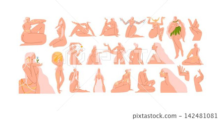 Body Positive Women Collection, Diverse Feminine Characters and Female Poses, Self Love, Beauty, Wellness and Empowerment Hand Drawn Vector Illustration Set Body Positive Women Collection, Diverse Feminine Characters and Female Poses, Self Love, Beauty, Wellness and Empowerment Hand Drawn Vector Illustration Set 142481081