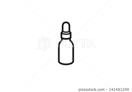 Line art icon of a serum bottle with a dropper. Line art icon of a serum bottle with a dropper. 142481209